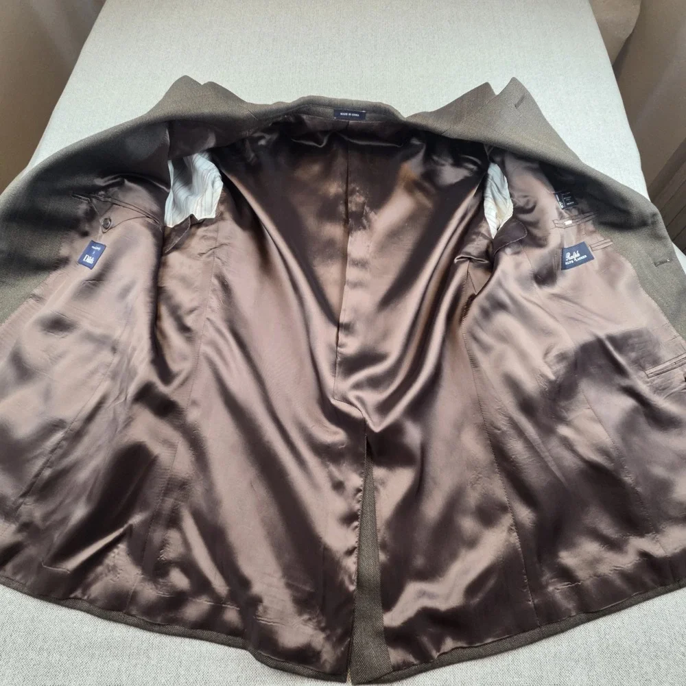 Ralph Lauren Made For Dillard's Brown Herringbone Blazer Jacket‎ Men's 44R Wool